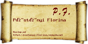 Pöstényi Florina névjegykártya